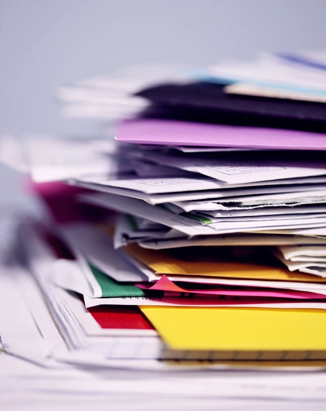 disordine visivo, fogli colorati in disordine