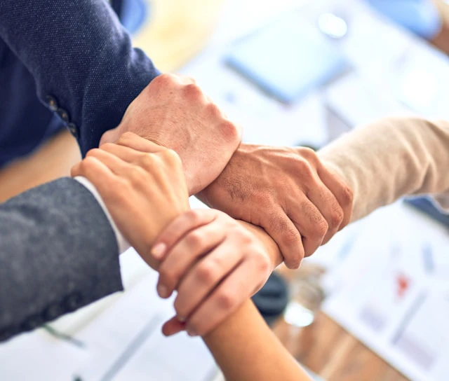 mani che si intrecciano, networking